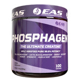 EAS Phosphagen Ultimate emballage et poudre sans arôme prête pour l'entraînement.