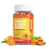 Gommes EAZGOO Curcuma, bouteille orange, faciles à prendre au quotidien.