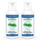 Eco-Dent ExtraBrite poudre dentifrice bicarbonate sur brosse pour brossage efficace