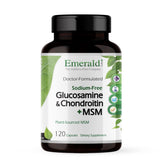 Emerald Labs Glucosamine-Chondroitine-MSM, flacon: soutien potentiel à la mobilité et au confort articulaire.