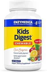 Enzymedica Kids Digest – bocal fruits-punch, gommes digestives faciles à prendre après les repas.