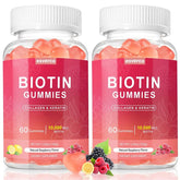 Gommes esverco Biotine 10000 mcg en bouteille, soutien potentiel cheveux et ongles.
