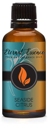 Eternal Essence Oils Seaside Citrus flacon ambré prêt pour bougies et diffusion.