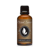 Eternal Essence Oils Warm Rustic Woods, bouteille amber 30ml idéale pour parfumer bougies et diffuseurs.