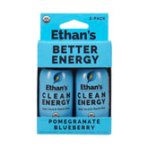 Ethan's énergie grenade-myrtille, bouteille 2oz, boost fruité et concentration rapide.