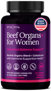 Etta Vita Primal – bouteille d'organes de boeuf pour femmes, soutien énergétique potentiel.