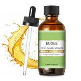 EUQEE huile parfum concombre melon, bouteille en verre ambré avec pipette, diffusion longue.
