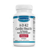 EuroMedica A•D•K2 Cardio Health: bouteille de gélules softgels pour usage quotidien.