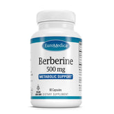 EuroMedica Berberine 500 mg, bouteille montrant le produit et son positionnement métabolique possible