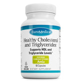 EuroMedica flacon Cholesterol et Triglycérides, soutien potentiel du HDL sain.