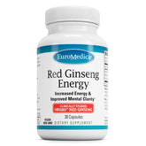 EuroMedica Ginseng Rouge Énergie – bouteille: soutien potentiel d'énergie et concentration.