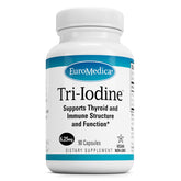 EuroMedica Tri-Iodine, bouteille de 90 gélules, soutien potentiel à la thyroïde et à l'énergie.