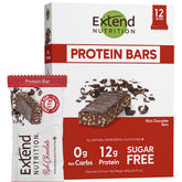 Extend Bar emballage élégant de la barre protéinée sans sucre au chocolat, prêt à l'emporter.