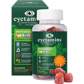 eyetamins Nurtureyes gummies mangue en bouteille, soutien visuel pour enfants.