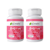 EZ Melts Biotin sur bouteille, etiquette claire pour une prise rapide.