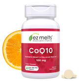 EZ Melts CoQ10, tablette dissolvable orange pour absorption rapide.