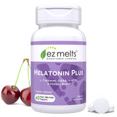 EZ Melts Melatonin Plus dans sa bouteille, pratique pour la routine nocturne