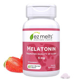 EZ Melts Melatonine, tablette dissolvante à la fraise, favorise un endormissement facile.