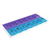 EZY DOSE Organisateur hebdomadaire AM/PM bleu et violet pour planifier vos pilules.
