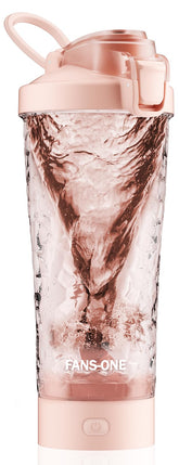 Bouteille Mélangeur électrique FANS-ONE 24 oz rose prête pour mélanges protéinés.