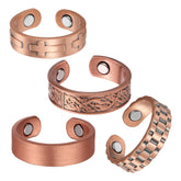 Bague magnétique Fashtour en cuivre, ensemble de 4 pièces au style vintage.