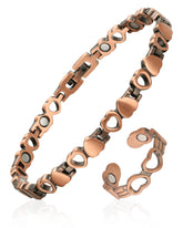 Fashtour bracelet cuivre magnétique cœur, style élégant et ajustable.
