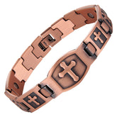 Bracelet Fashtour en cuivre avec croix magnétique, style masculin et confort.