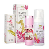 Huile Yoni Femme Detox en bouteille rose, hydratation délicate pour le quotidien intime.