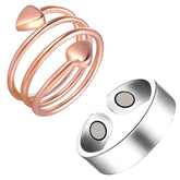 Feraco bague cuivre magnétique cœur-design, élégante et hypoallergénique.