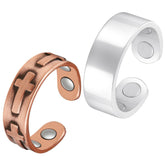 Feraco bague-pouce cuivre croix magnétique, détail élégant.