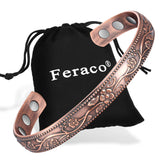 Feraco bracelet en cuivre, motif fleur prunier rétro, pour un look chic quotidien.