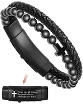 Feraco bracelet-cross-aimants en cuir, style élégant et polyvalent.