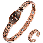 Feraco bracelet cuivre croix gravé, finition élégante et durable pour le poignet.