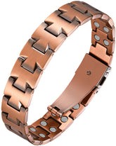 Bracelet Feraco en cuivre pour homme avec motif en T et design distinctif.