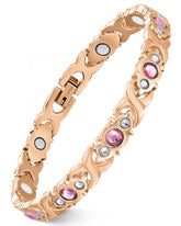 Feraco bracelet cuivre pur infini et trèfle à quatre feuilles avec zircons cubiques pour un look raffiné.