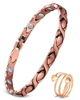 Feraco bracelet cuivre pur, vue frontale, élégant et discret.