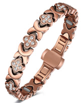 Feraco bracelet-cuivre avec trèfle et infini, symbole de chance durable.