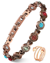 Feraco bracelet magnetique boheme turquoise, style distinctif et energie naturelle.