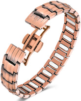 Feraco bracelet magnétique en cuivre avec fermeture papillon pour port quotidien.