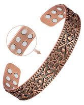 Feraco bracelet magnétique en cuivre sur poignet, ouverture ajustable pour un ajustement précis.