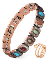 Feraco bracelet magnétique en cuivre pur avec turquoise naturelle pour un look élégant.