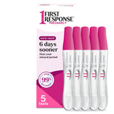 Bandelette de test First Response affichant le résultat en clair