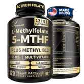 Fleamart L-Méthylfolate bouteilles: soutien mental et énergie au quotidien