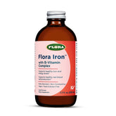 Flora Fer liquide dans une bouteille en verre de 7,7 oz, absorption facilitée.