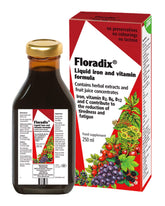 Flacon Floradix Floravital liquide montrant l'absorption du fer