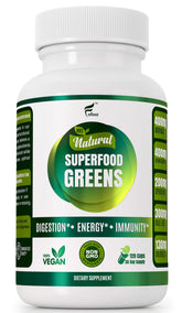 Gélules Folona Super Greens et Ashwagandha en bouteille pour énergie potentielle.