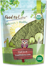 Poudre d'Alfalfa Food to Live biologique dans un bocal, usage polyvalent.