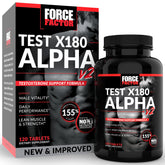 Force Factor Test X180 Alpha v2 : bouteille-emballage, présentation claire pour routine sportive.