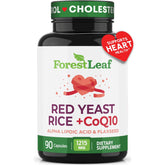 ForestLeaf riz rouge 1215 mg en capsules, soutien potentiel pour une routine cardiovasculaire équilibrée.