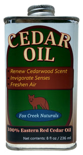 Huile Fox Creek Naturals — bouteille d'huile de cèdre rouge, parfum boisé prêt pour diffusion.